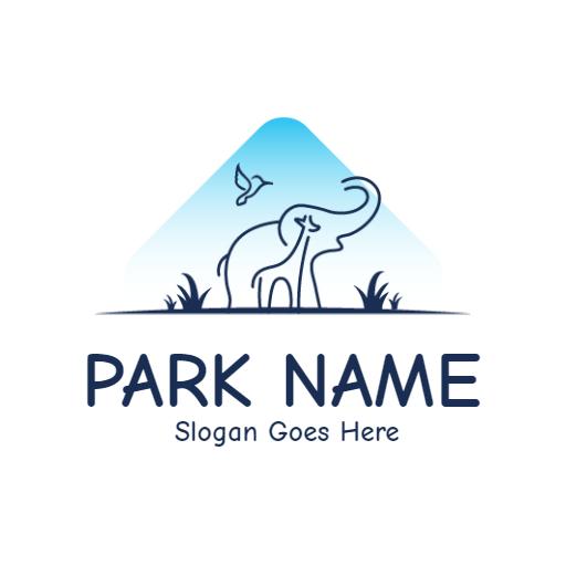 Elegant Blue and White Safari Logo Featuring an Elephant Template