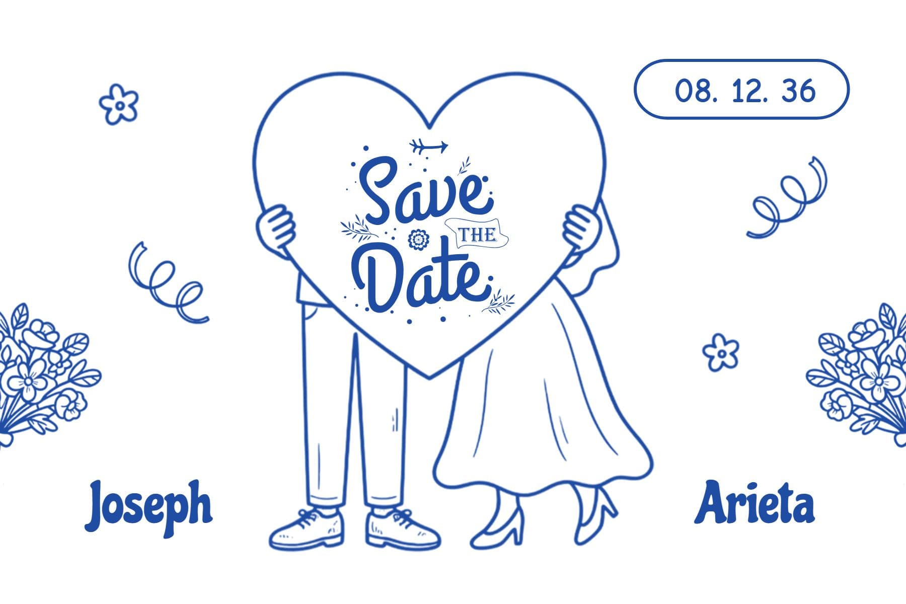 Elegant Blue and White Save the Date Postcard Template