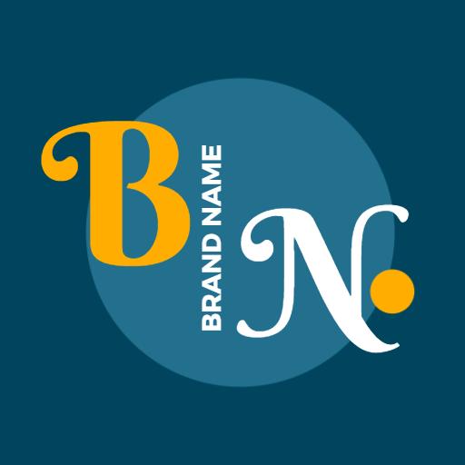 Elegant Blue and Yellow Circle Monogram for Branding Logo Template