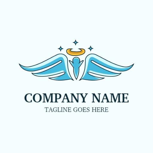 Elegant Blue Angel Wings Design Representing Heaven Logo Template