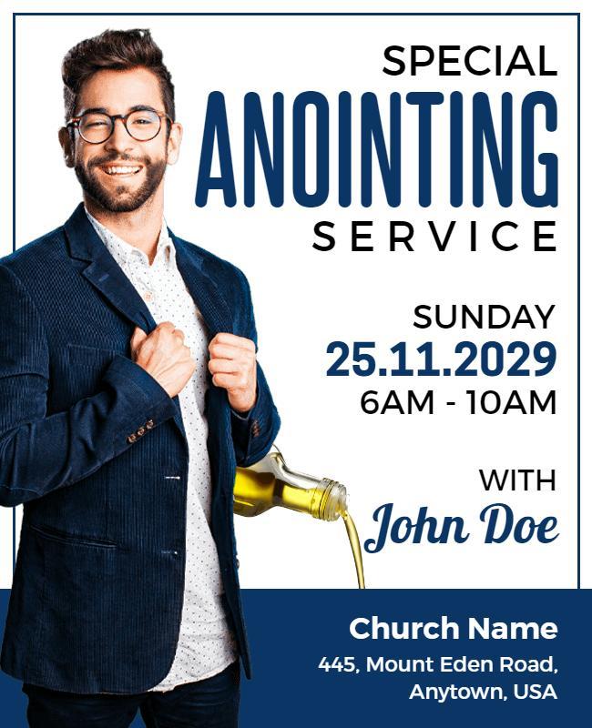 Elegant Blue Anointing Service Celebration Flyer Template