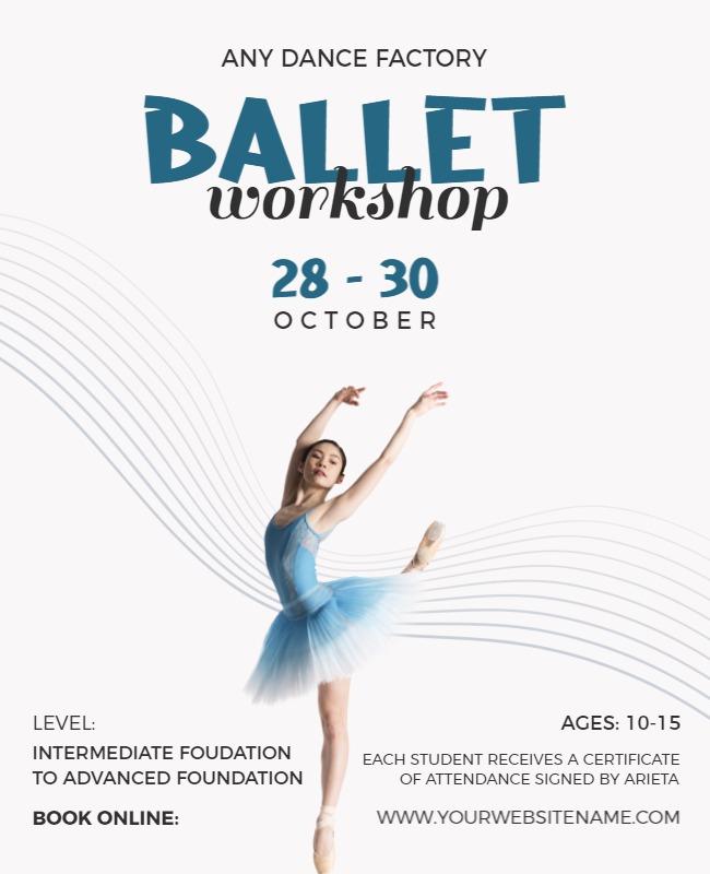 Elegant Blue Ballet Workshop for Young Dancers Poster Template