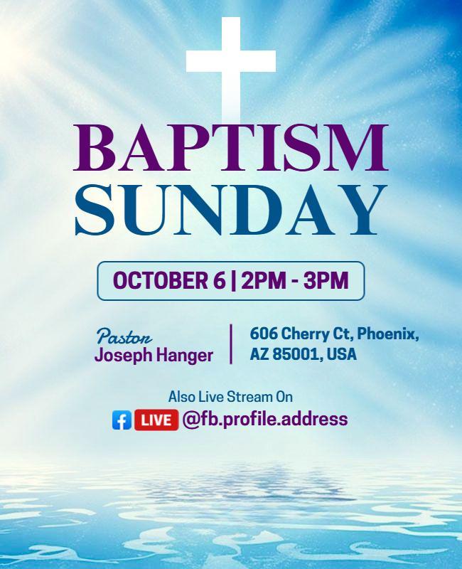 Elegant Blue Baptism Sunday Celebration Poster Template