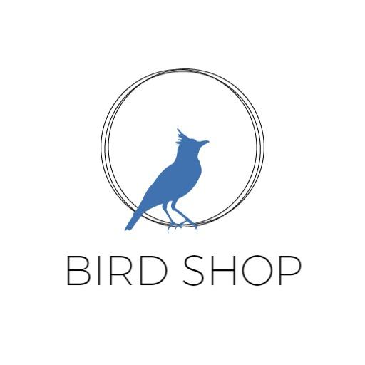 Elegant Blue Bird Design with Minimalist Bird Shop Logo Template