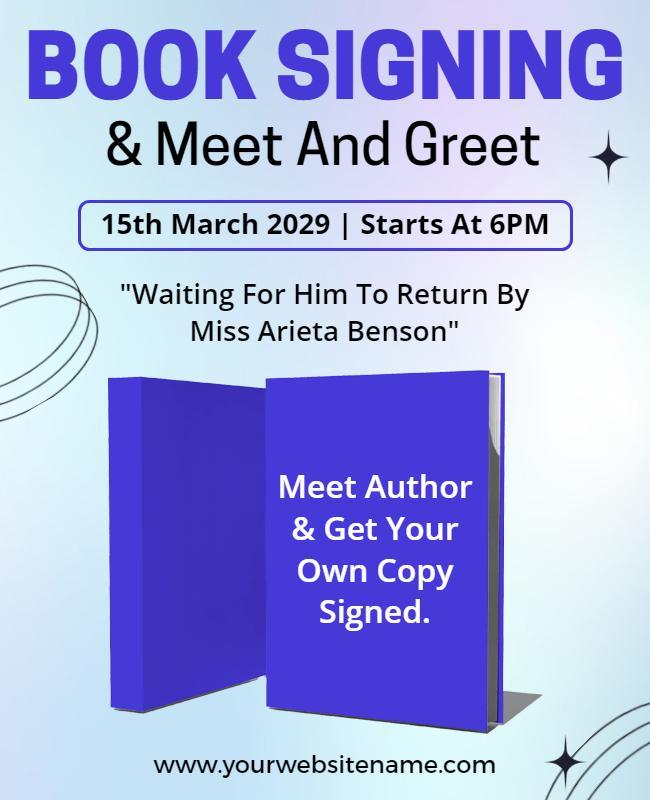 Elegant Blue Book Signing and Meet and Greet Flyer Template