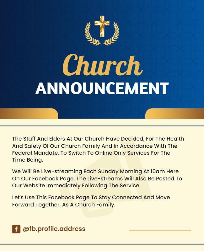 Elegant Blue Church Online Service Announcement Poster Template