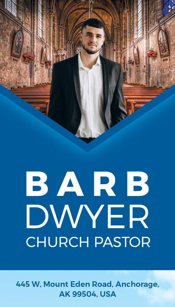Elegant Blue Church Pastor Business Card Template