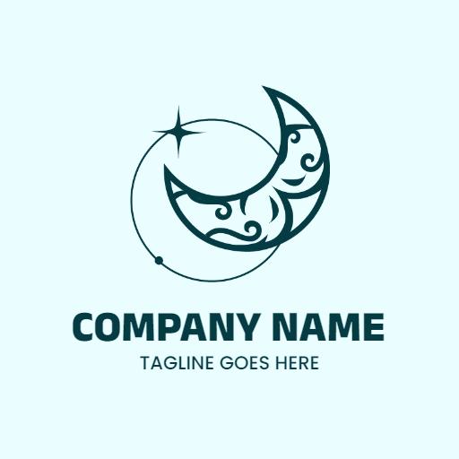 Elegant Blue Crescent Moon Design with Artistic Patterns Logo Template