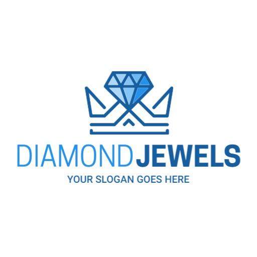 Elegant Blue Diamond Design Representing Luxurious Jewels Logo Template