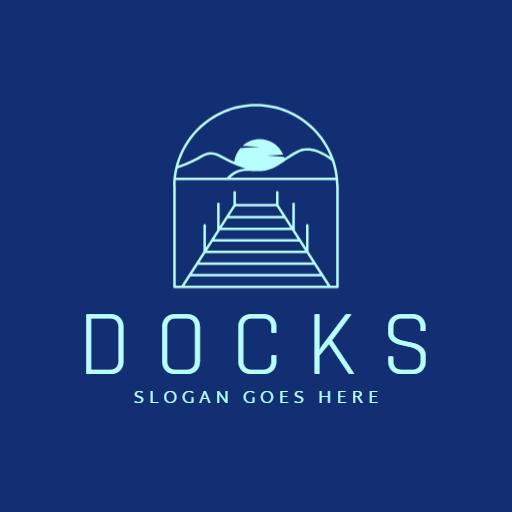 Elegant Blue Dock Design Highlighting Coastal Business Logo Template