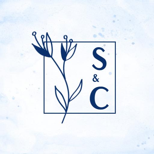 Elegant Blue Floral Design for a Romantic Wedding Logo Template