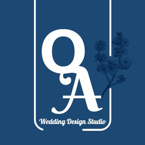 Elegant Blue Floral Design for Wedding Invitations Logo Template