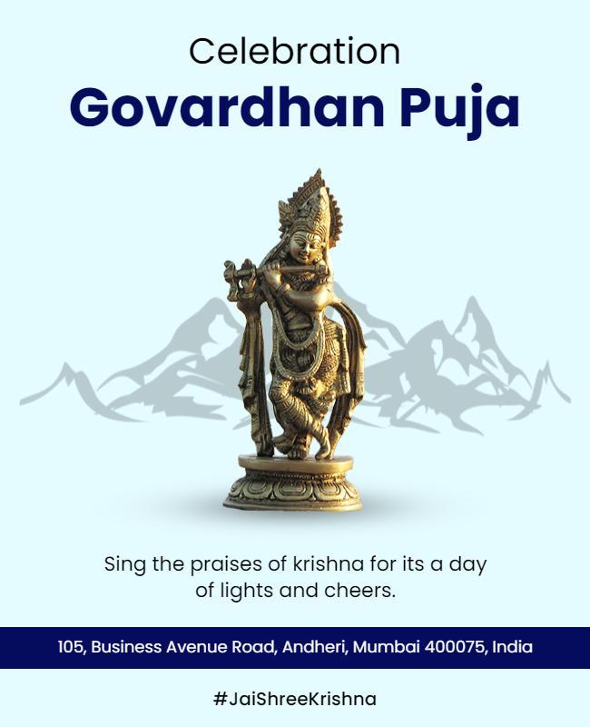 Elegant Blue Govardhan Puja Celebration Poster Template