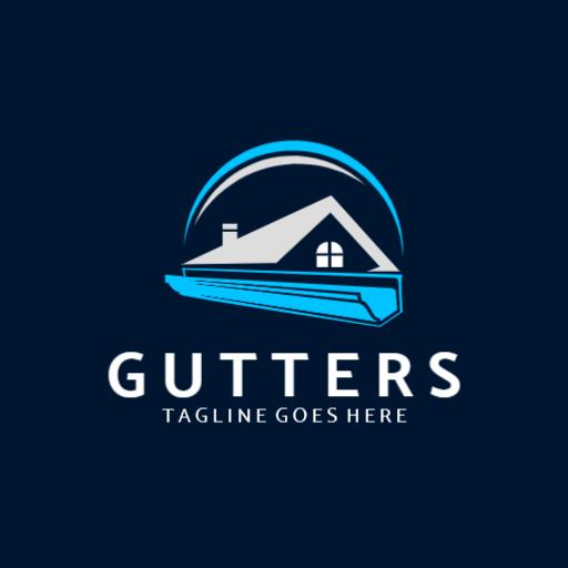 Elegant Blue Gutter Design Incorporating Home Elements Logo Template