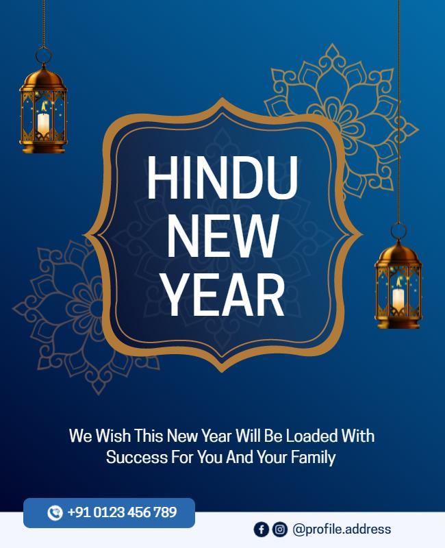 Elegant Blue Hindu New Year Celebration Poster Template