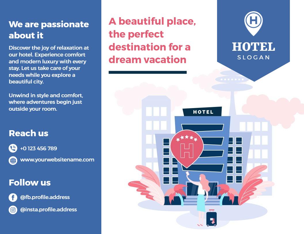 Elegant Blue Hotel Luxury Stay and Vacation Brochure Template