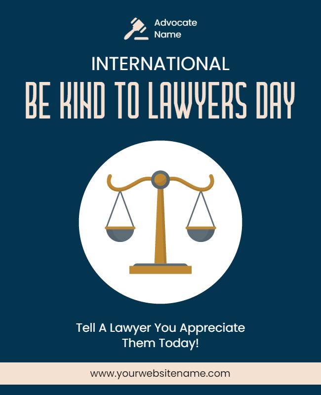 Elegant Blue International Be Kind to Lawyers Day Poster Template