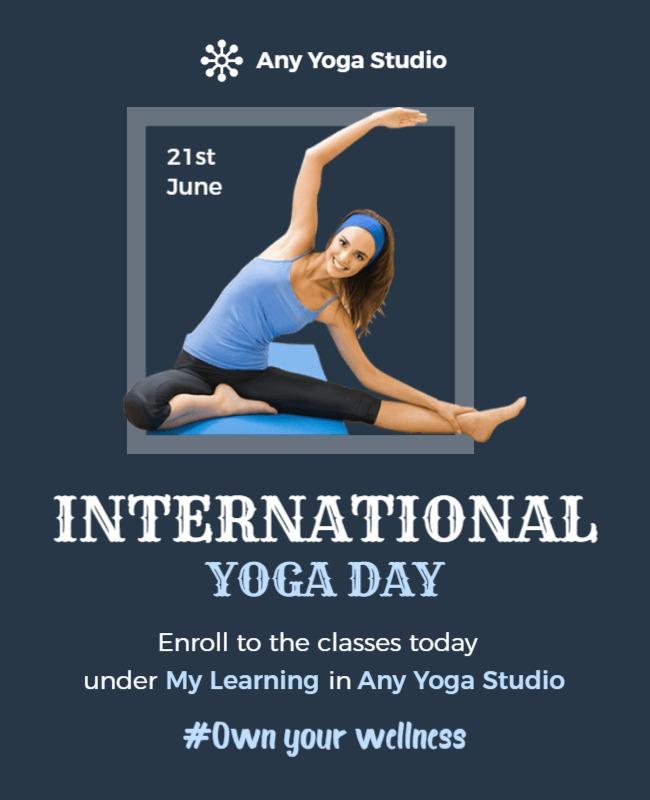 Elegant Blue International Yoga Day Wellness Poster Template