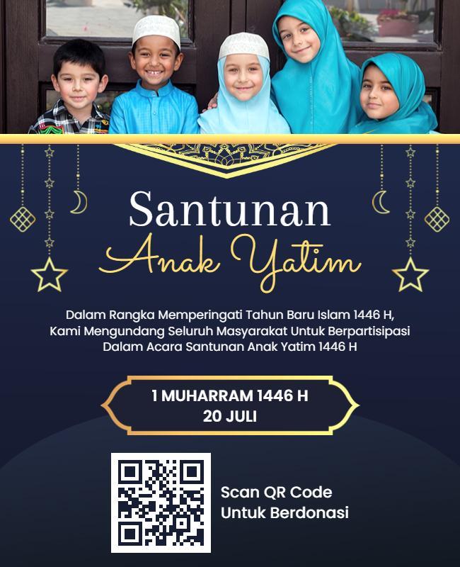 Elegant Blue Islamic Charity Event for Orphan Sponsorship Poster Template