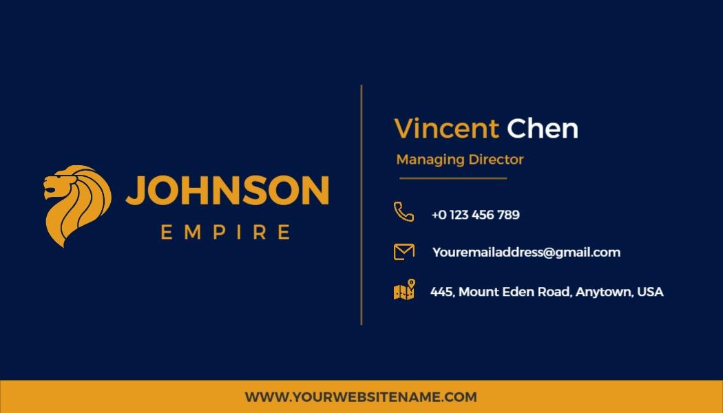Elegant Blue Lion Emblem Corporate Business Card Template