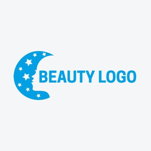 Elegant Blue Moon Design Celebrating Beauty and Style Logo Template