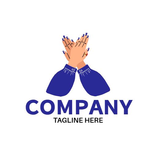 Elegant Blue Nail Art with Beautifully Styled Hands Logo Template