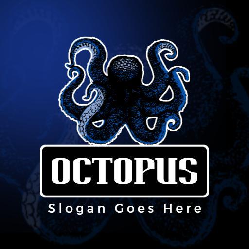 Elegant Blue Octopus Design for Marine Life Exploration Logo Template
