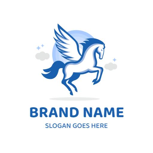Elegant Blue Pegasus Symbolizing Strength and Freedom Logo Template