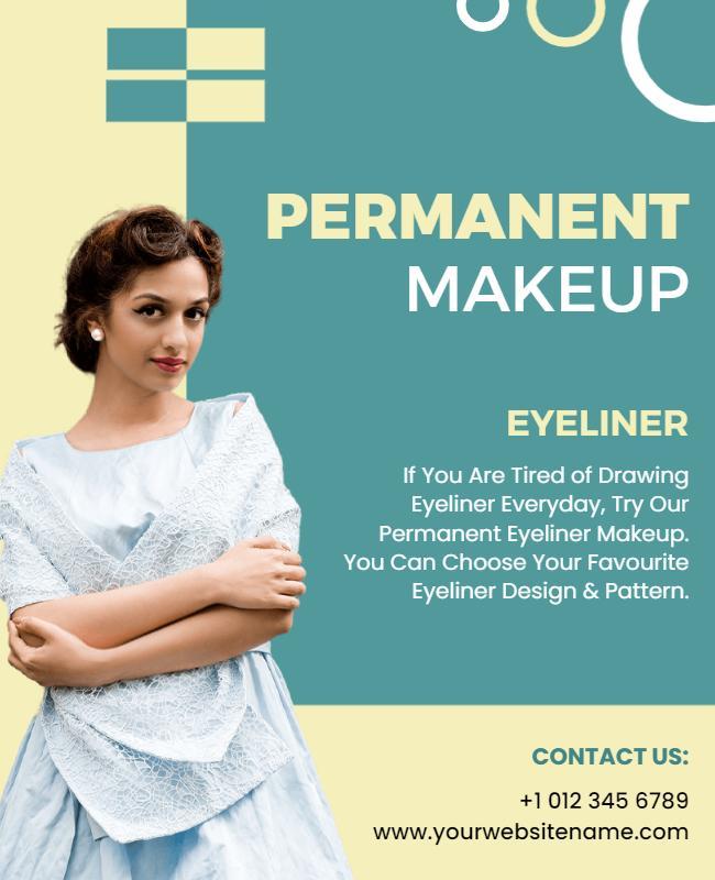 Elegant Blue Permanent Eyeliner Makeup Service Poster Template