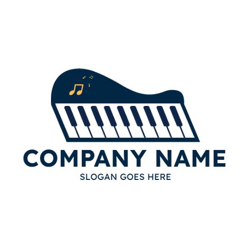 Elegant Blue Piano Design Emphasizing Musical Harmony Logo Template