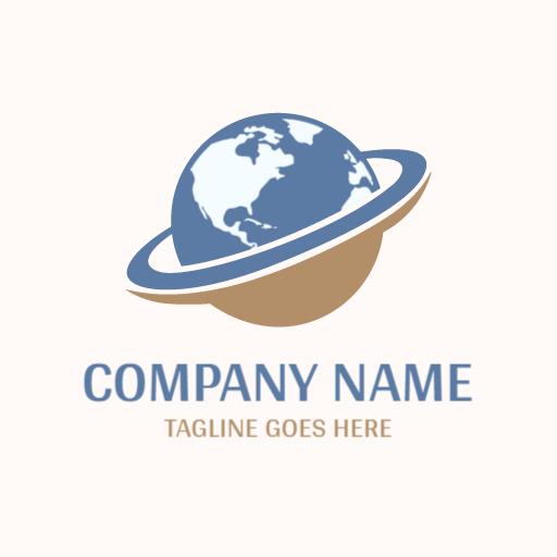 Elegant Blue Planet Design Symbolizing Global Connections Logo Template