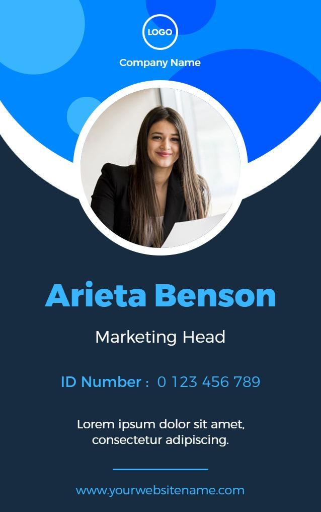 Elegant Blue Professional Marketing Identity Card Template