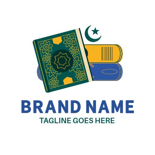 Elegant Blue Quran Surrounded by Floral Design Logo Template