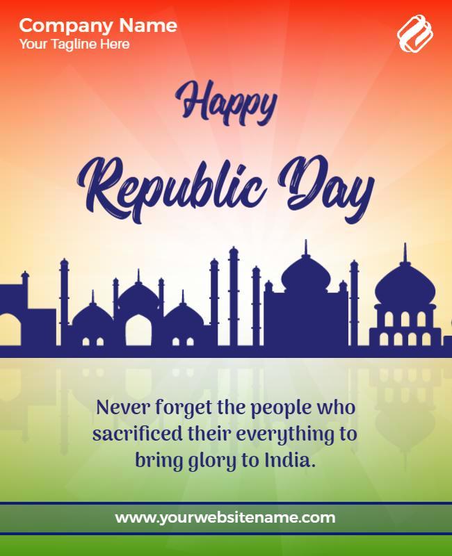 Elegant Blue Republic Day Celebration Poster Template