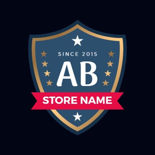 Elegant Blue Shield Design Featuring Store Name Logo Template