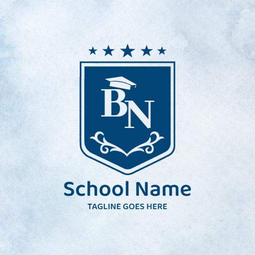 Elegant Blue Shield Design Representing School Identity Logo Template