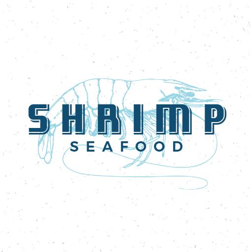 Elegant Blue Shrimp Design Emphasizing Fresh Seafood Logo Template
