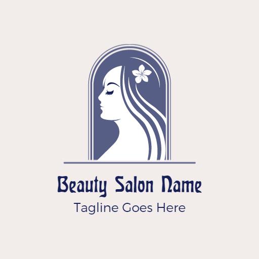 Elegant Blue Silhouette Design for Beauty Salon Logo Template