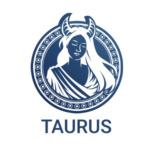 Elegant Blue Taurus Zodiac Symbol and Representation Logo Template