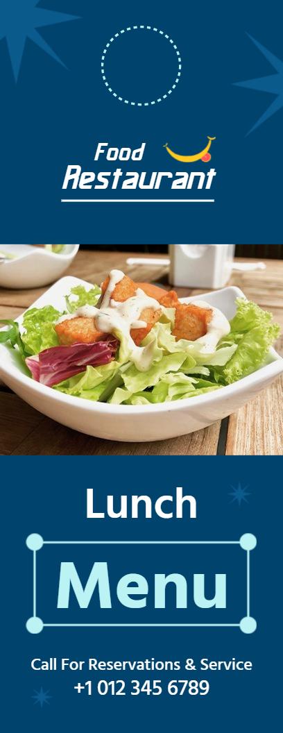 Elegant Blue Theme Lunch Door Hanger Menu Template