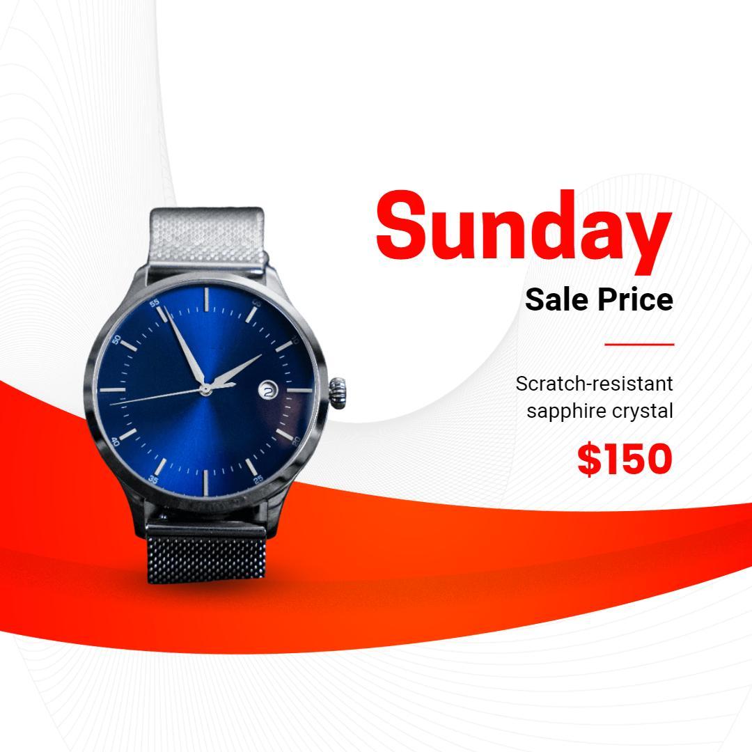 Elegant Blue Watch Promotion with Sale Price Offer Ad Template