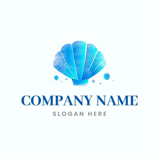 Elegant Blue Watercolor Shell Illustrating Coastal Beauty Logo Template