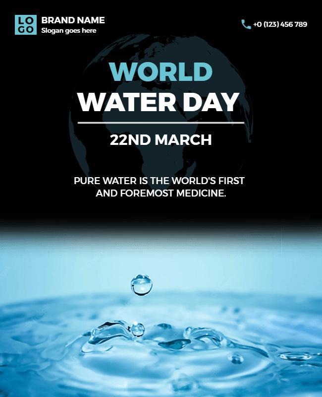 Elegant Blue World Water Day Awareness Poster Template