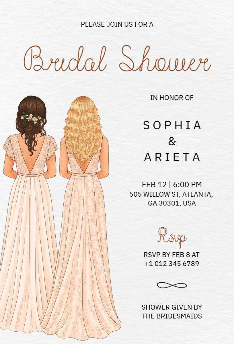 Elegant Blush Floral Bridal Shower Celebration Invitation Template
