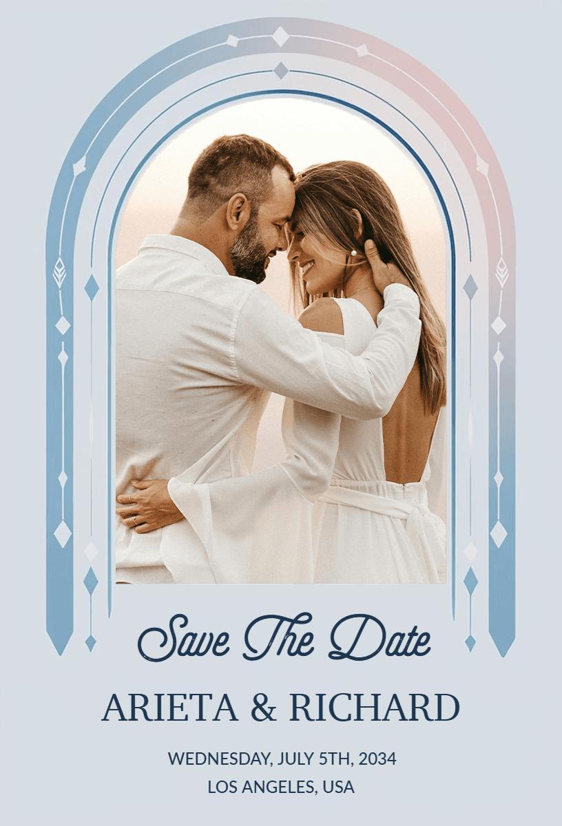 Elegant Bohemian Style Romantic Save The Date Invitation Template