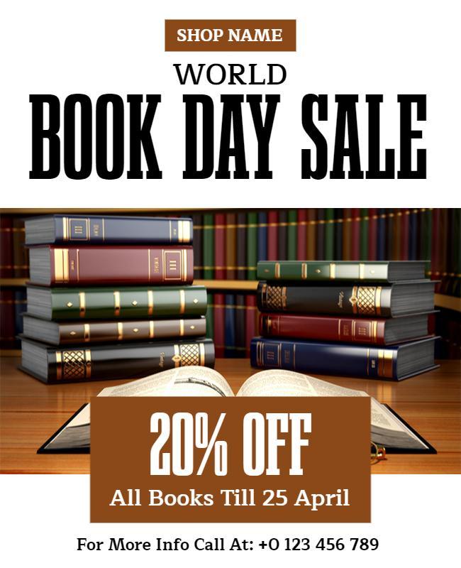 Elegant Bookstore Sale with Discount Promotion Poster Template