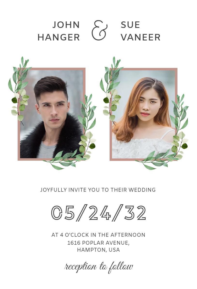 Elegant Botanical Photo Wedding Ceremony Invitation Template