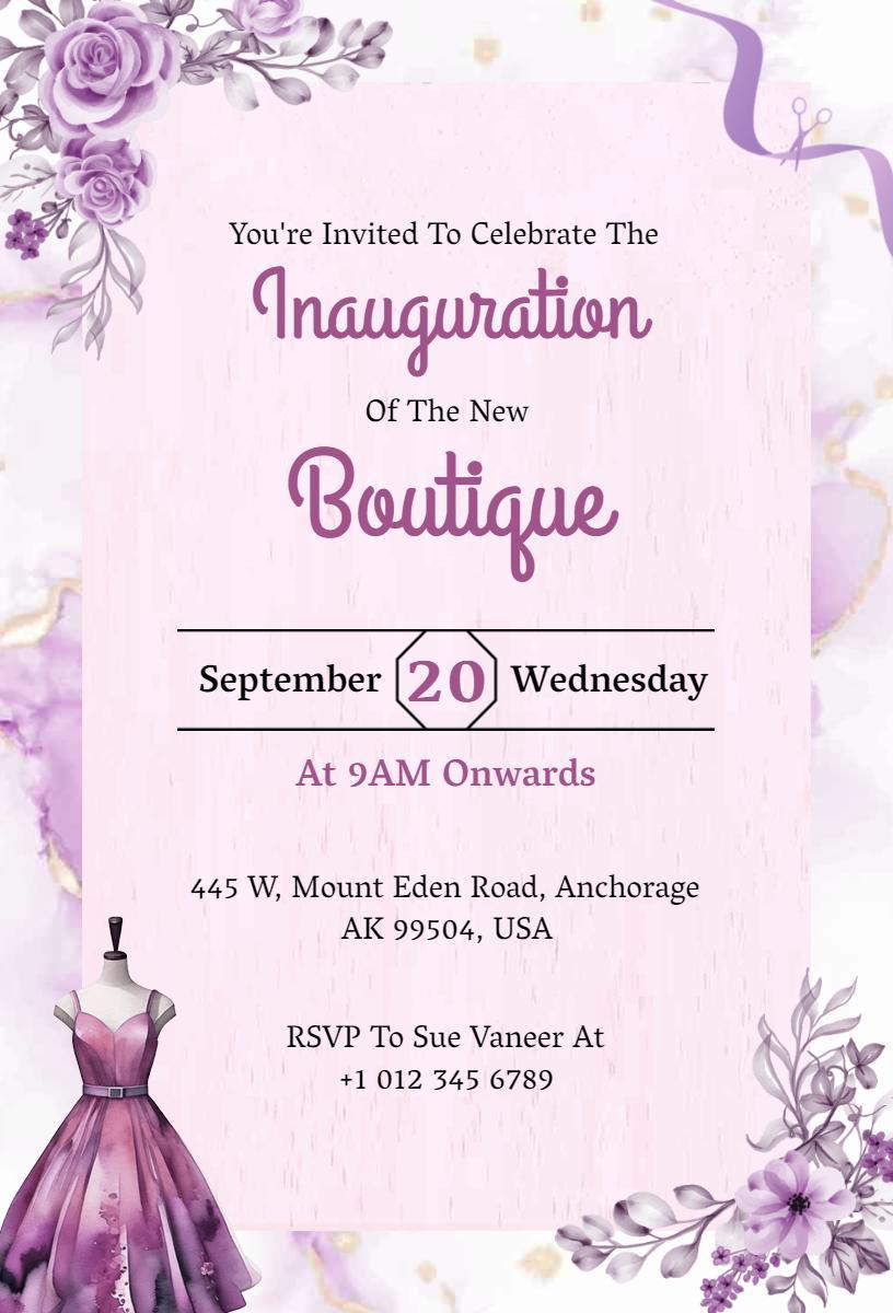 Elegant Boutique Grand Opening Inauguration Invitation Template