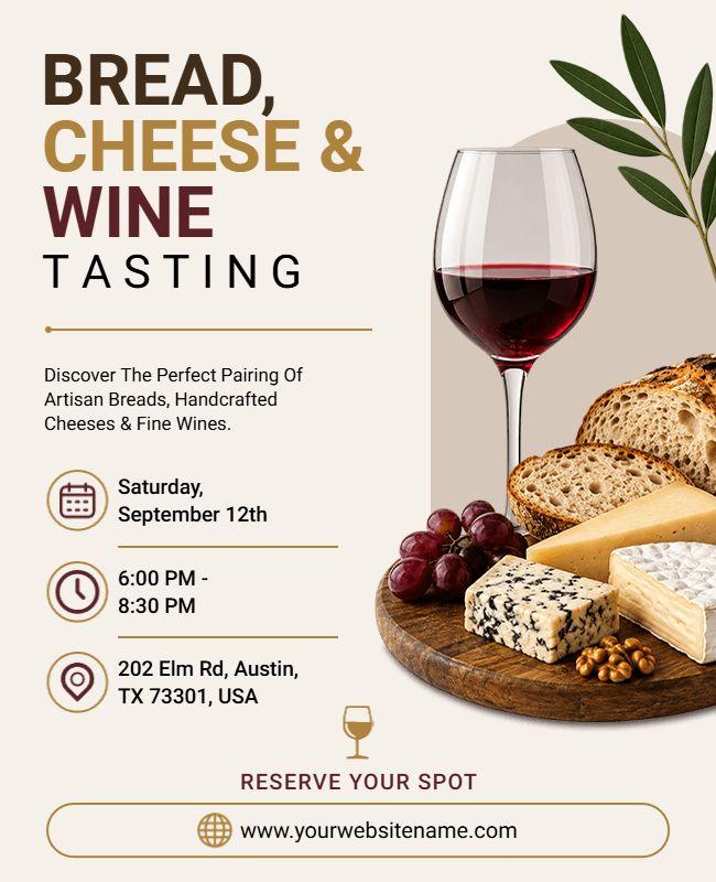 Elegant Bread Cheese and Wine Tasting Event Flyer Template