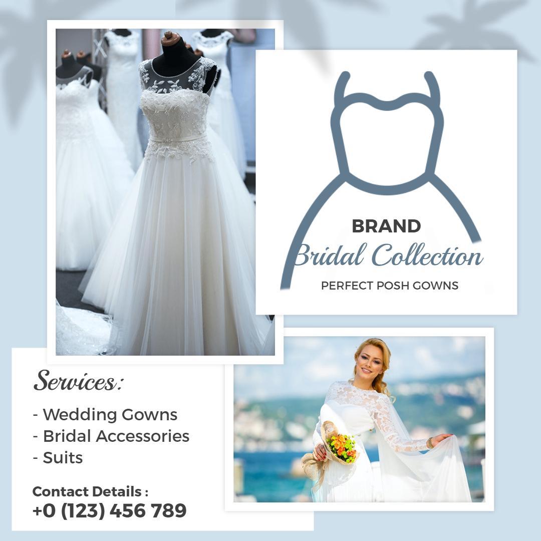 Elegant Bridal Gown Collection with Stunning Wedding Dresses Ad Template
